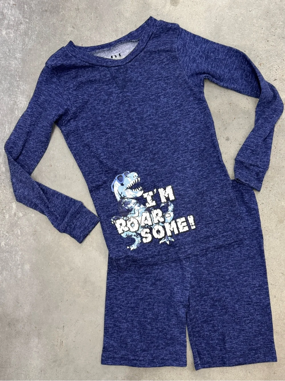 Boys Dinosaur Pajama One Piece Size 7 Blue Long Sleeve